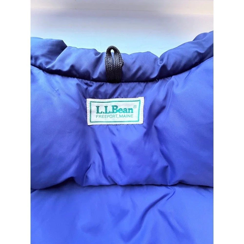 Vintage LL Bean Puffer Vest Men's Blue Down Filled Quilted Snap Front